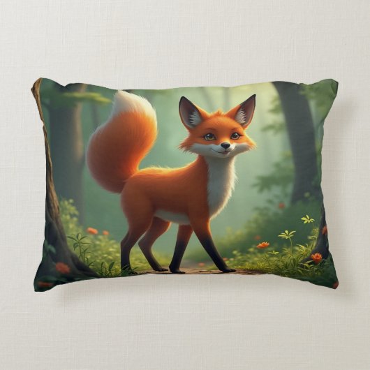 森をさまよう神秘的な狐 アクセントクッション (正面)