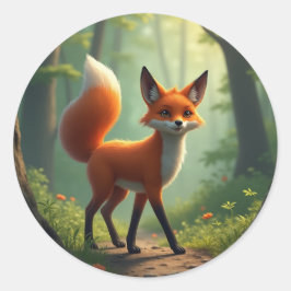 森をさまよう神秘的な狐 ラウンドシール
