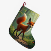 森をさまよう神秘的な狐 ラージクリスマスストッキング (正面 (吊り時))