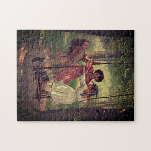 森をスイングする女の子たち | ジグソーパズル (横)