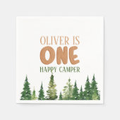 森をテーマにした最初の誕生日パーティナプキンス スタンダードカクテルナプキン (正面)