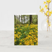 森をモチーフにした折り畳みグリーティングカード カード (黄色い花)