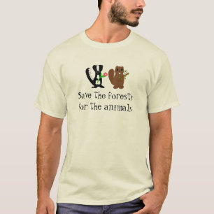 森を守ろう - スカンクとビーバーのデザイン Tシャツ
