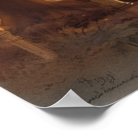 森を抜ける水彩巡礼路 ポスター (角)