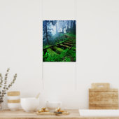 森を抜ける霧の道 ポスター (キッチン)