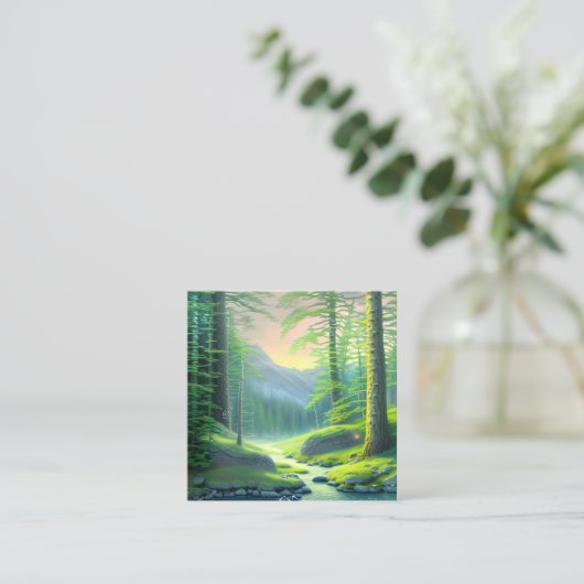 森を描く水彩画 スクエア名刺 (スタンド正面)