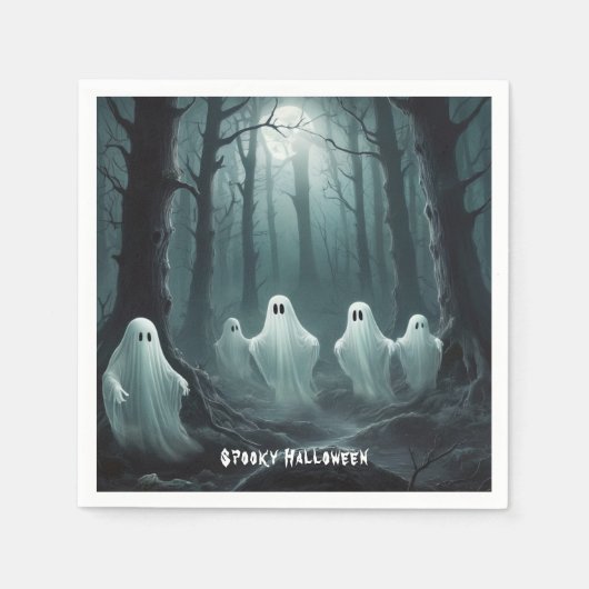 森を漂う不気味な幽霊幽霊のよく出る|過去記事 スタンダードカクテルナプキン (正面)