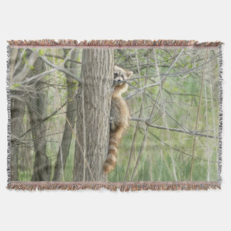 森を覗くアライグマの水彩画 – 森の奥 スローブランケット