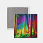 森を越えたオーロラ マグネット (正面/裏面)