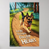 森を通るドイツの羊飼い ポスター (正面)