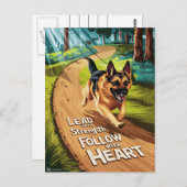 森を通るドイツの羊飼い ポストカード (正面/裏面)