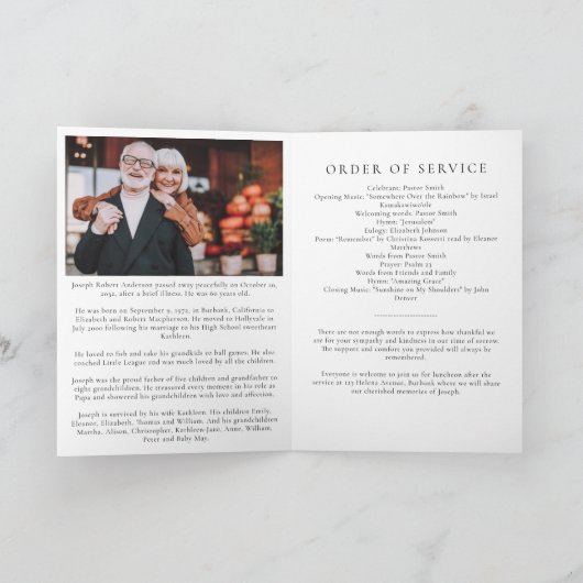 森アウトドア写真葬儀追悼会 プログラム (内部)