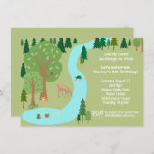 森ウッドランド動物自然誕生日パーティー 招待状 (正面/裏面)