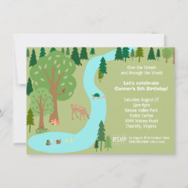 森ウッドランド動物自然誕生日パーティー 招待状