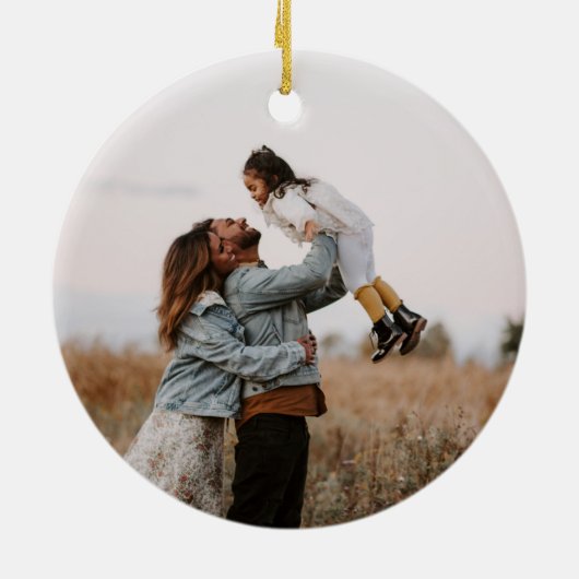 森エレガントの家族の写真クリスマス セラミックオーナメント (裏面)