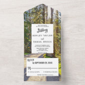 森エレガントの木の熱帯屋外結婚写真 オールインワン招待状 (内側)
