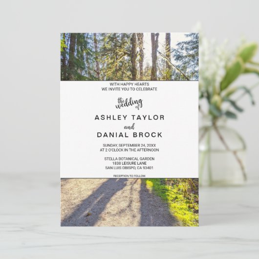 森エレガントの木の熱帯屋外結婚写真 招待状 (スタンド正面)
