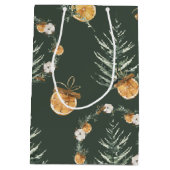 森エレガントの緑の水の色の冬モノグラムの ミディアムペーパーバッグ (裏面)