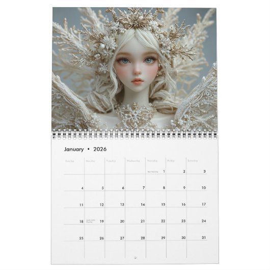 森エレガントの美しい妖精 カレンダー (1月 2026)