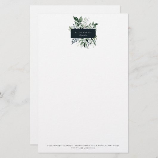 森エレガントの葉のフレームビジネス 便箋 (正面/裏面)