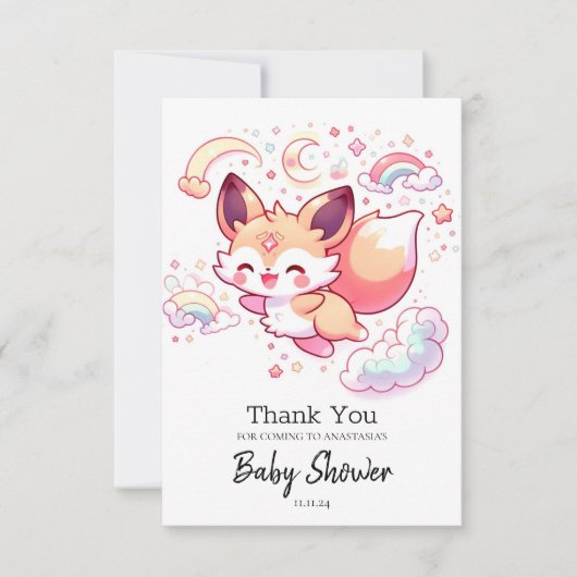 森エレガントキツネベビーシャワー サンキューカード (正面)