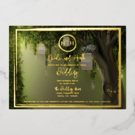 森エレガントフローラジャースラ結婚イツの金ゴールド 箔招待状