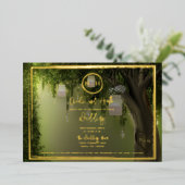 森エレガントフローラジャースラ結婚イツの金ゴールド 箔招待状 (立ち正面)