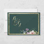 森エレガント緑金ゴールドピンクフローラRSVP 出欠カード (裏面)