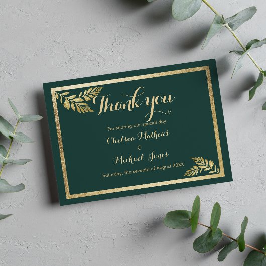 森エレガント緑黄金の葉ありがとう サンキューカード