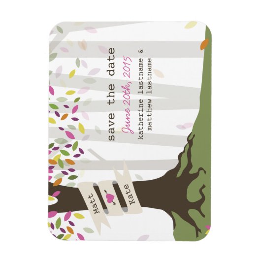 森カラフルの結婚式の日付磁石を保存 マグネット (縦)