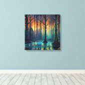 森カラフルの風景モダンデジタル芸術 キャンバスプリント (インサイチュ (ウッドフロア))