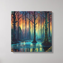 森カラフルの風景モダンデジタル芸術 キャンバスプリント