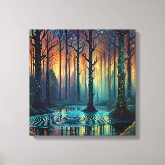 森カラフルの風景モダンデジタル芸術 キャンバスプリント (正面)