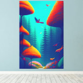 森カラフルの飛んでいる向こう側の鳥 キャンバスプリント (インサイチュ (ウッドフロア))