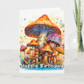 森カラフルキノコイラストレーション カード (正面)