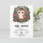 森カラフルフクロウ赤ちゃんシャワー 招待状 (スタンド正面)