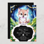 森カラフル狼の赤ちゃんシャワー 招待状 (正面/裏面)