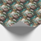 森ガーリーの中におもしろい看板があるツリーハウス ラッピングペーパー (角)