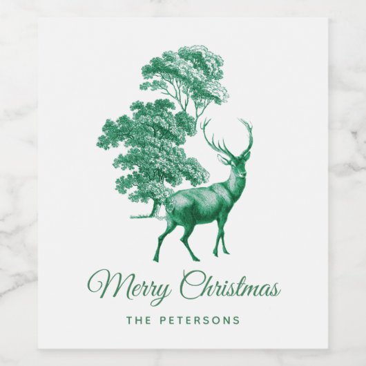 森クラシックの中のエレガント緑のトイルシカ ワインラベル (シングルラベル)