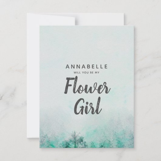 森グラデーションの水彩私の花娘 招待状 (正面)