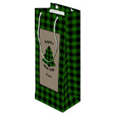 森グリーンバッファロープレイドクリスマスツリー ワインギフトバッグ (裏面アングル)