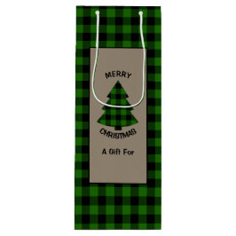 森グリーンバッファロープレイドクリスマスツリー ワインギフトバッグ