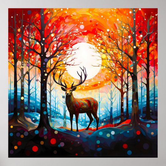 森コンテンポラリー野生の鹿 ポスター (正面)