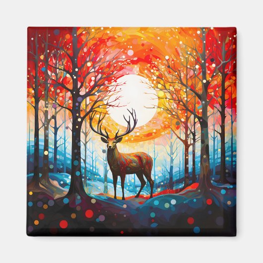 森コンテンポラリー野生の鹿 マグネット (正面)