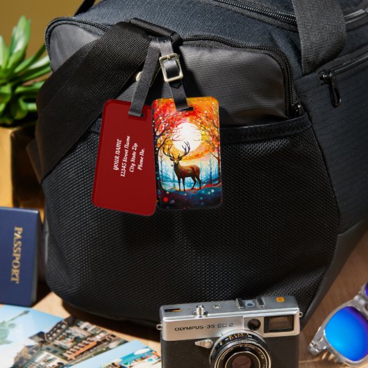 森コンテンポラリー野生の鹿 ラゲッジタグ (正面&裏面)