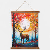 森コンテンポラリー野生の鹿 吊り下げ型タペストリー (正面)