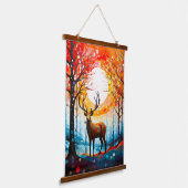 森コンテンポラリー野生の鹿 吊り下げ型タペストリー (傾斜あり)