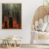 森ゴシック様式のハロウィーン魔女 ポスター