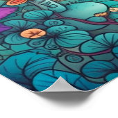 森サイケデリックのキノコ小屋深い ポスター (角)