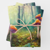 森サイケデリックの赤いキノコ ラッピングペーパーシート (インサイチュ)